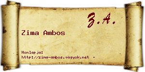 Zima Ambos névjegykártya